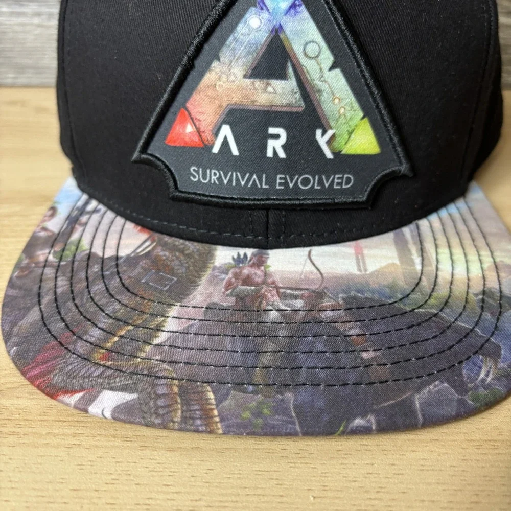 ARK Survival Evolved Hat Cap Snap Back Black Gaming Gamer Multicolor Brim Mens